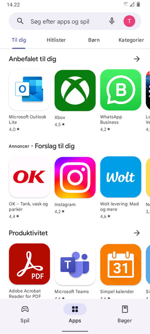 Vælg søgefeltet