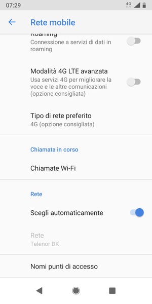 Scorri e seleziona Nomi punti di accesso
