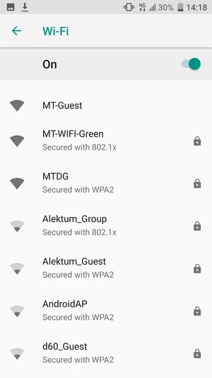 Select the wireless network you want to connect to