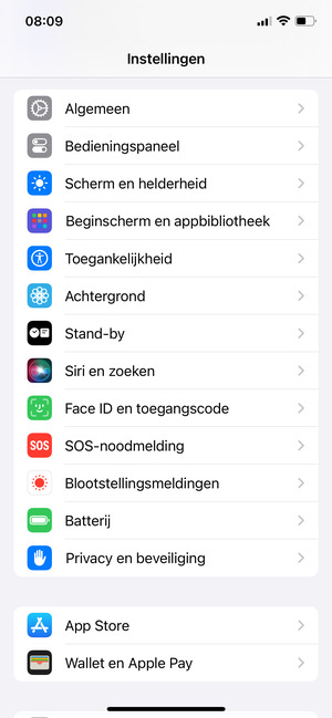 Scroll naar en selecteer Algemeen