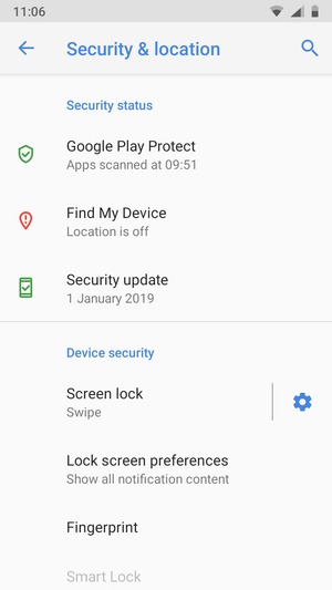 To activate your screen lock, go to the Security & location menu and select Screen lock