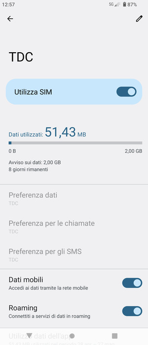 Attiva o disattiva Roaming