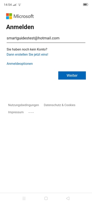 Geben Sie Ihre E-Mail-Adresse ein und wählen Sie Weiter