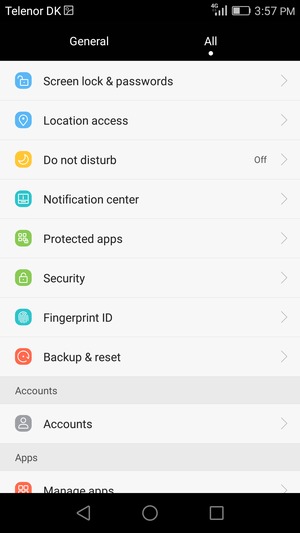 Scroll to and select Security