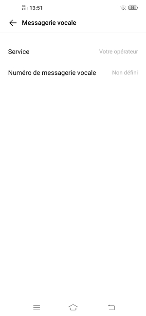 Sélectionnez Numéro de messagerie vocale