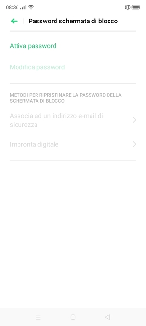 Seleziona Attiva password