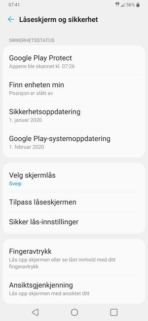 Velg Velg skjermlås
