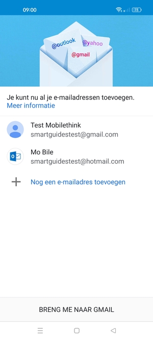Selecteer BRENG ME NAAR GMAIL