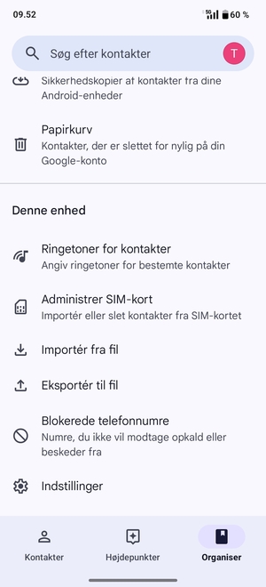 Scroll til og vælg Administrer SIM-kort
