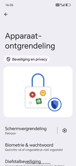 Uw telefoon is nu beveiligd met een schermvergrendeling