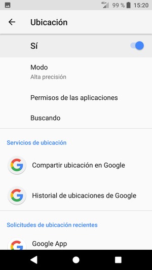 Desactive Ubicación