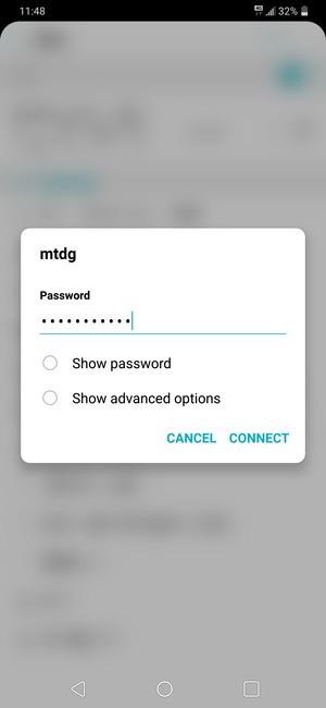 Enter the Wi-Fi password and select CONNECT