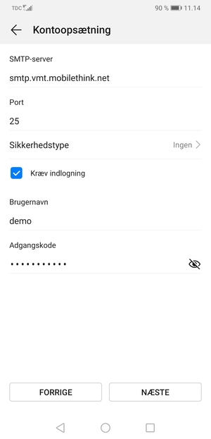Indtast udgående serveradresse