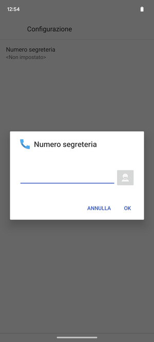 Inserisci Numero segreteria e seleziona OK