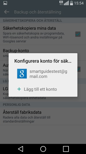 Tryck på ditt säkerhetskopieringskonto