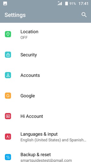 Scroll to and select Security