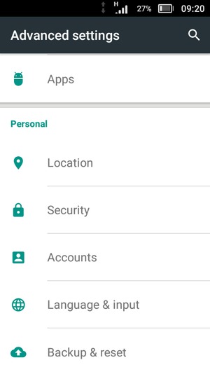 Scroll to and select Security