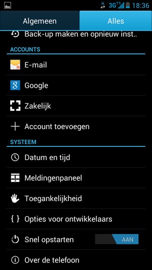 Selecteer Alles en scroll naar en selecteer Over de telefoon