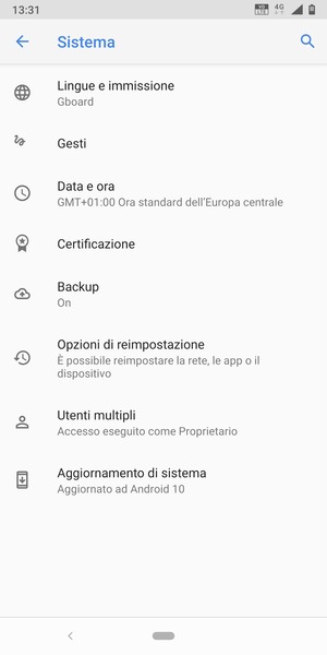 Seleziona Aggiornamenti di sistema