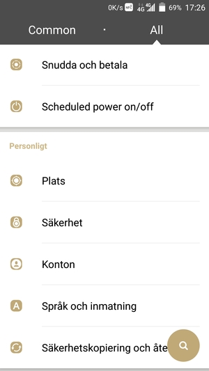 Scrolla till och välj Konton