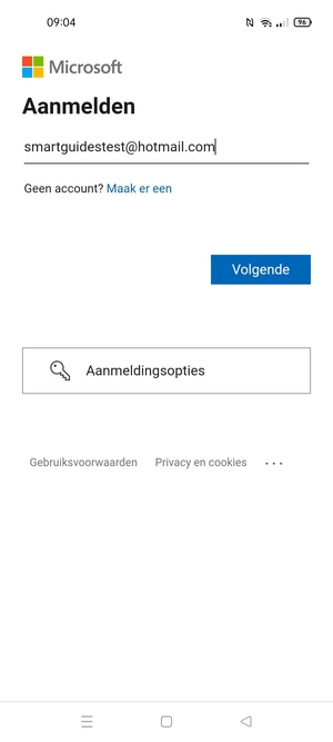 Voer uw e-mailadres in en selecteer Volgende