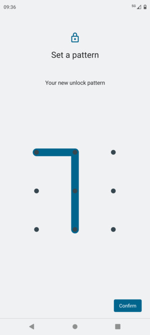 Draw the unlock pattern again and select Confirm