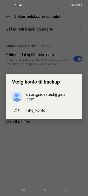 Vælg din sikkerhedskopi-konto