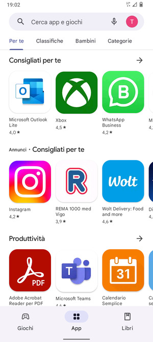 Seleziona la barra di ricerca