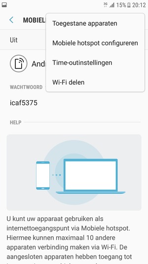 Selecteer Mobiele hotspot configureren