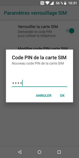 Saisissez votre Nouveau code PIN de la carte SIM et sélectionnez OK