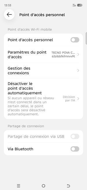 Sélectionnez Paramètres du point d'accès