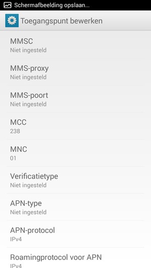Scroll naar beneden en voer mms-gegevens in