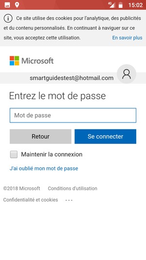 Saisissez votre mot de passe et sélectionnez Se connecter