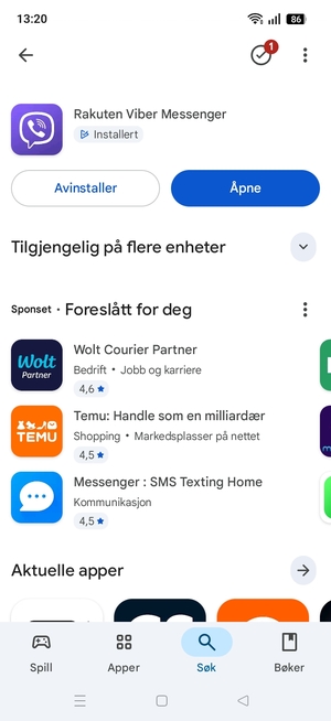 Velg Åpne