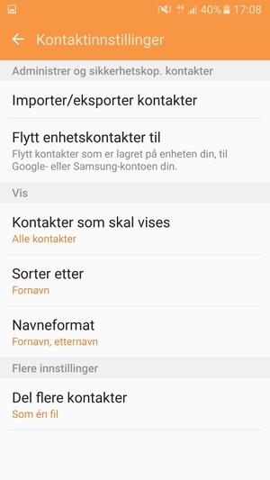 Velg Importer/eksporter kontakter
