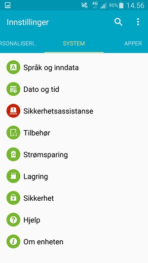 Hvis du ser dette skjermbildet, velg SYSTEM
