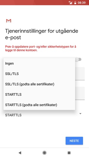 Velg Ingen og NESTE