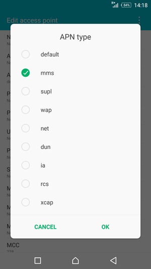 Check the mms checkbox and select OK