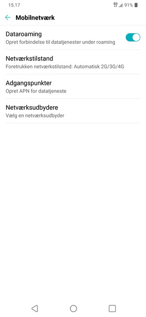 Slå Dataroaming til eller fra