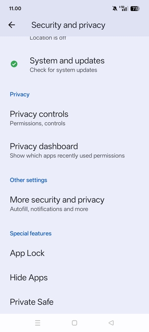 Scroll to and select More security and privacy