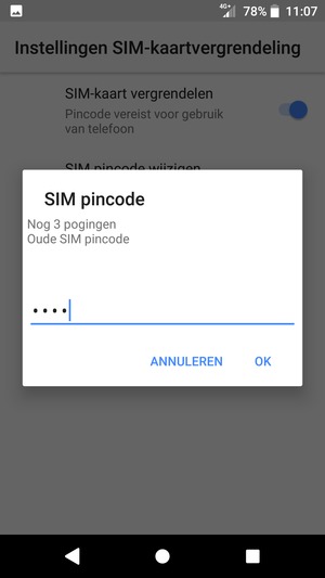 Voer uw Oude SIM pincode in en selecteer OK