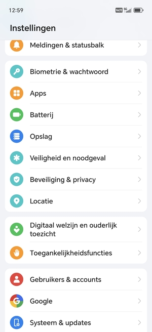 Scroll naar en selecteer Beveiliging & privacy