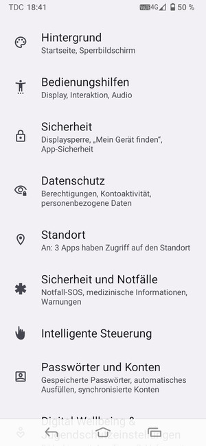 Scrollen Sie und wählen Sie Standort