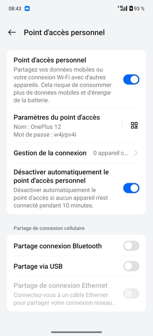 Votre téléphone est maintenant configuré pour être utilisé comme modem