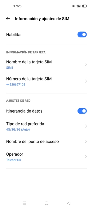 Activar o desactivar Itinerancia de datos
