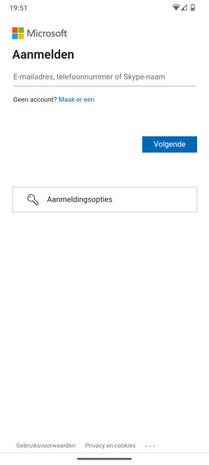 Voer uw e-mailadres in en selecteer Volgende