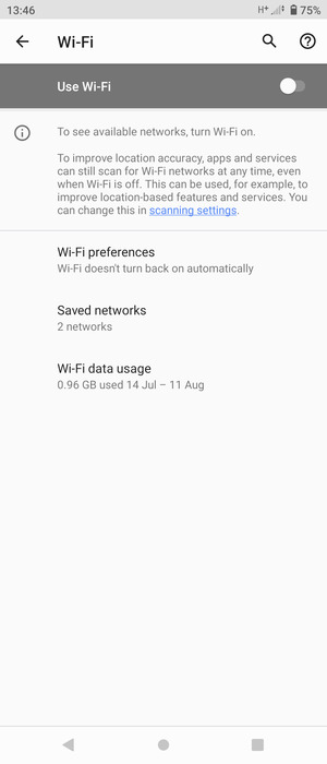 Turn on Use Wi-Fi