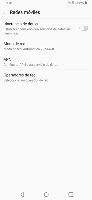 Para cambiar la red en caso de problemas de conectividad, seleccione Operadores de red