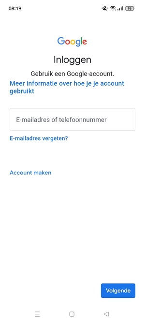 Voer uw Gmail adres in en selecteer Volgende