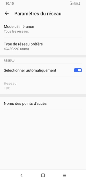 Sélectionnez Mode d'itinérance